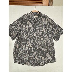 Huk Fishing Button Up Shirt Mens 2XL Floral Green White Hawaiian Lens Cleaner